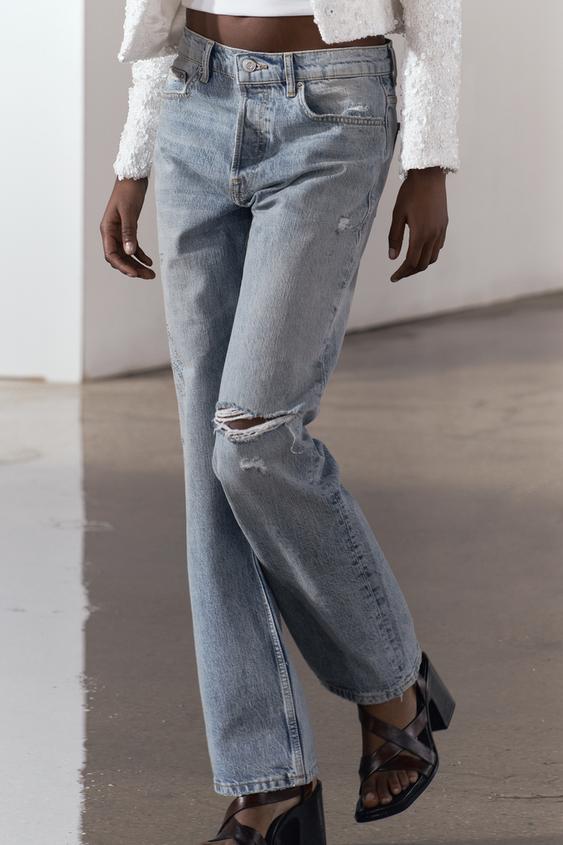 ZW COLLECTION RELAXED FIT STRAIGHT-LEG MID-RISE JEANS
