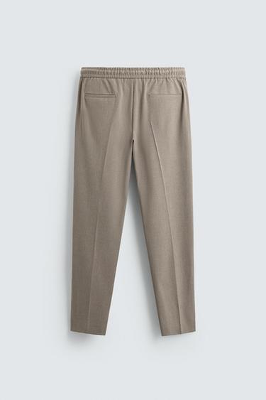 COMFORT JOGGER WAIST TROUSERS - Tan marl by Zara