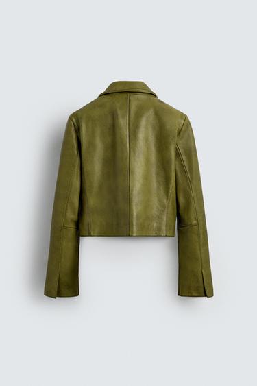 CROPPED FIT LEATHER BLAZER HARRY LAMBERT FOR ZARA X DISNEY - Green by Zara - Image 2