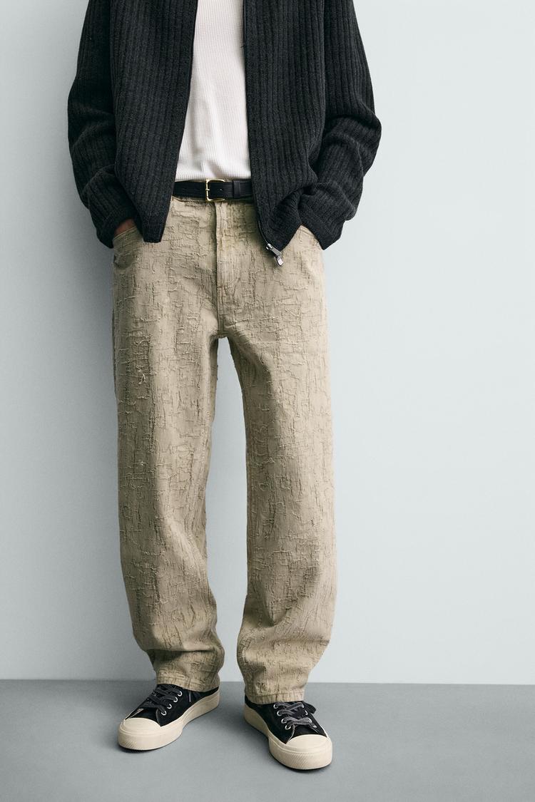 ZARA STRAIGHT-LEG JACQUARD TROUSERS