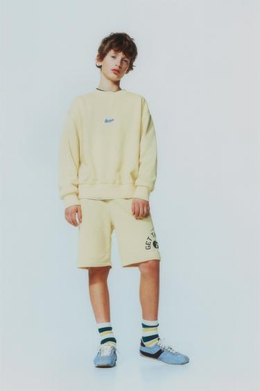 SPORTY SWEATSHIRT WITH SLOGAN - Yellow by Zara