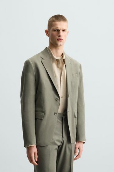 WOOL BLEND SUIT BLAZER - Greenish by Zara