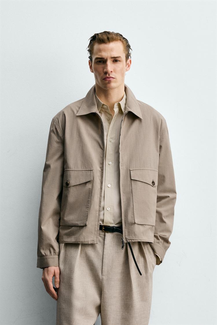 ZARA RELAXED FIT TEXTURED CHECK JACKET
