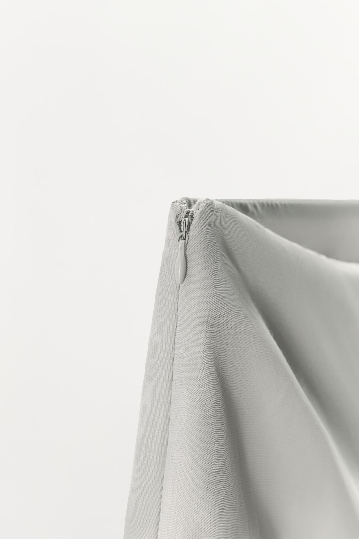Женская юбка Zara Fringed Linen Mini, цвет: Серый — фото 7