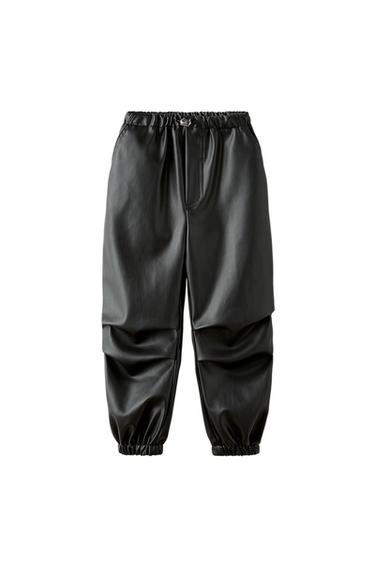 FAUX LEATHER PARACHUTE TROUSERS