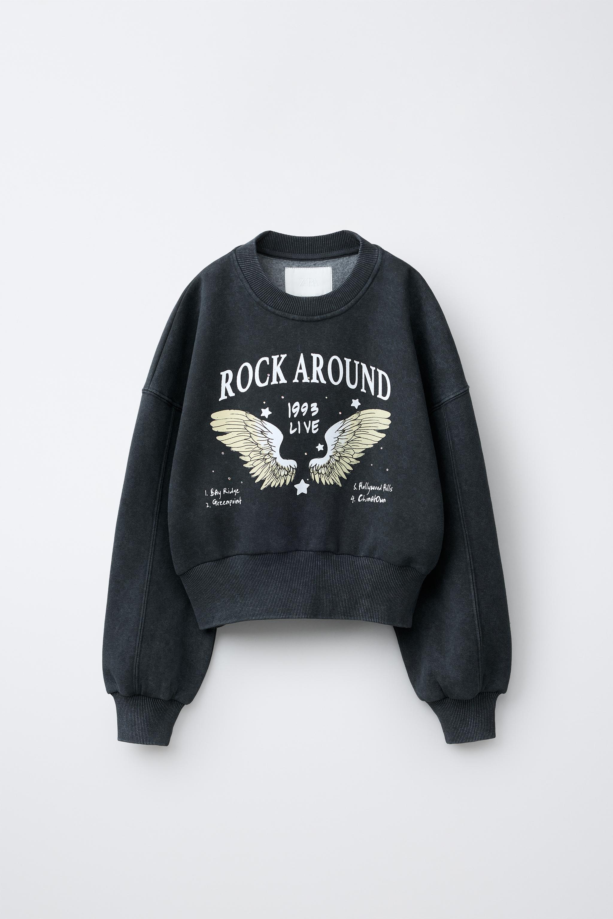 ROCK PRINT SWEATSHIRT - Black | ZARA South Africa