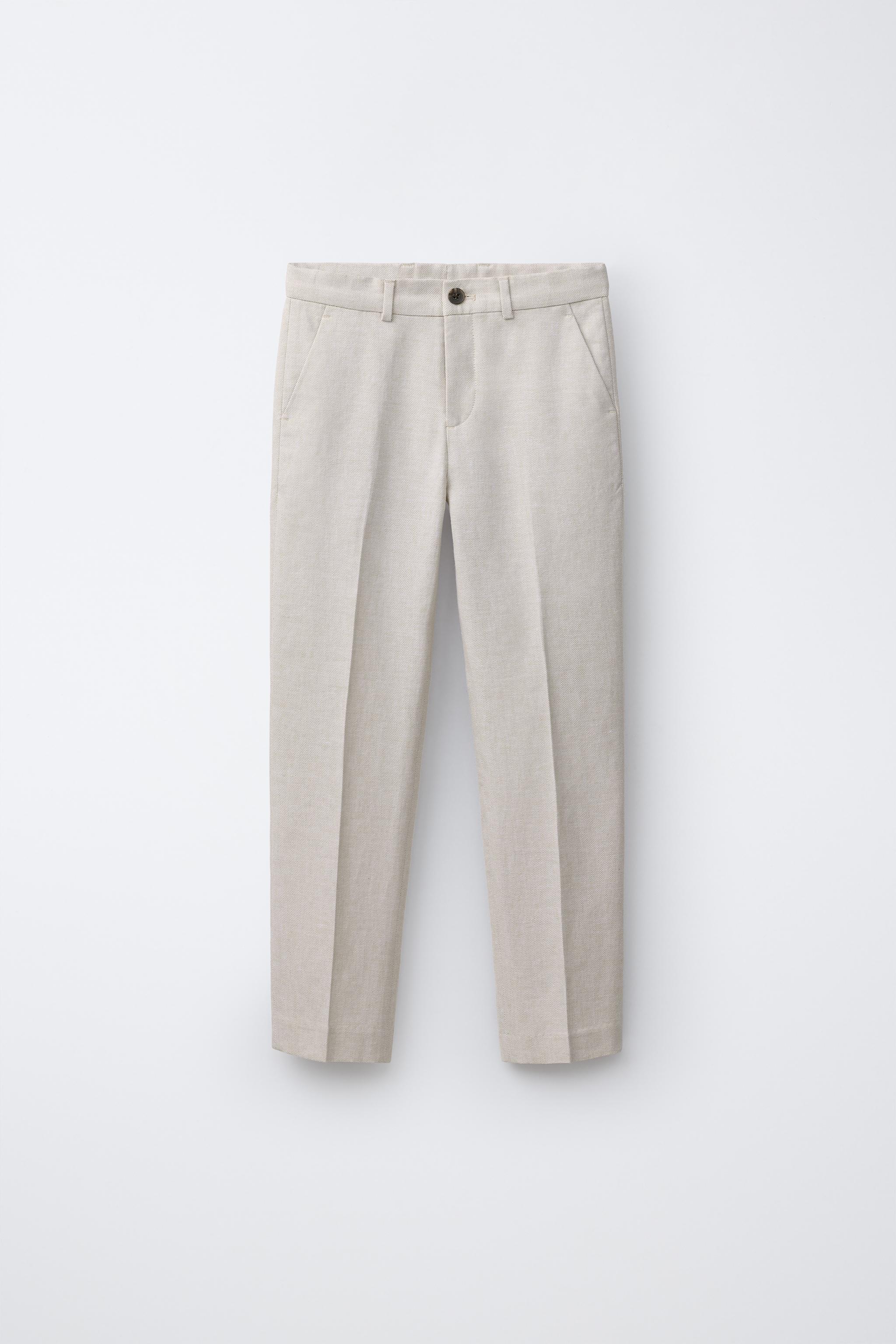 Детские брюки Zara COTTON LINEN BLEND SUIT PANTS — фото 2