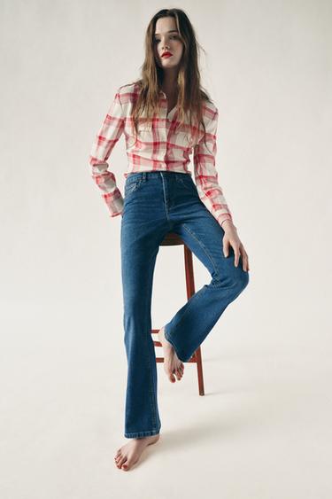 JEANS ZW COLLECTION BOOTCUT DE CINTURA MÉDIA CONTOUR - Índigo da Zara