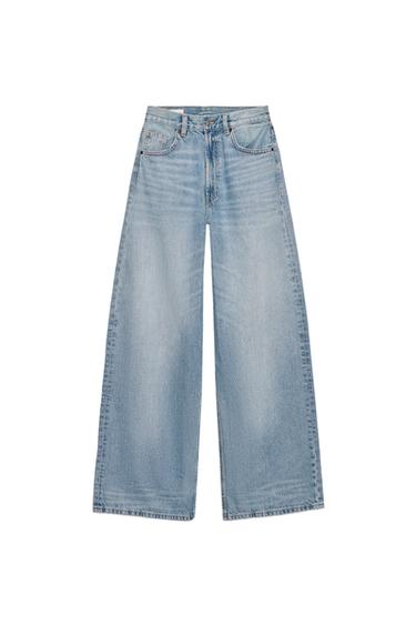 TRF EXTRA WIDE-LEG HIGH-WAIST JEANS - Pastel blue by Zara