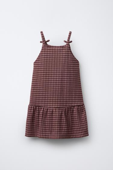 CHECK PINAFORE DRESS WITH BOWS - Pink by Zara - Image 1