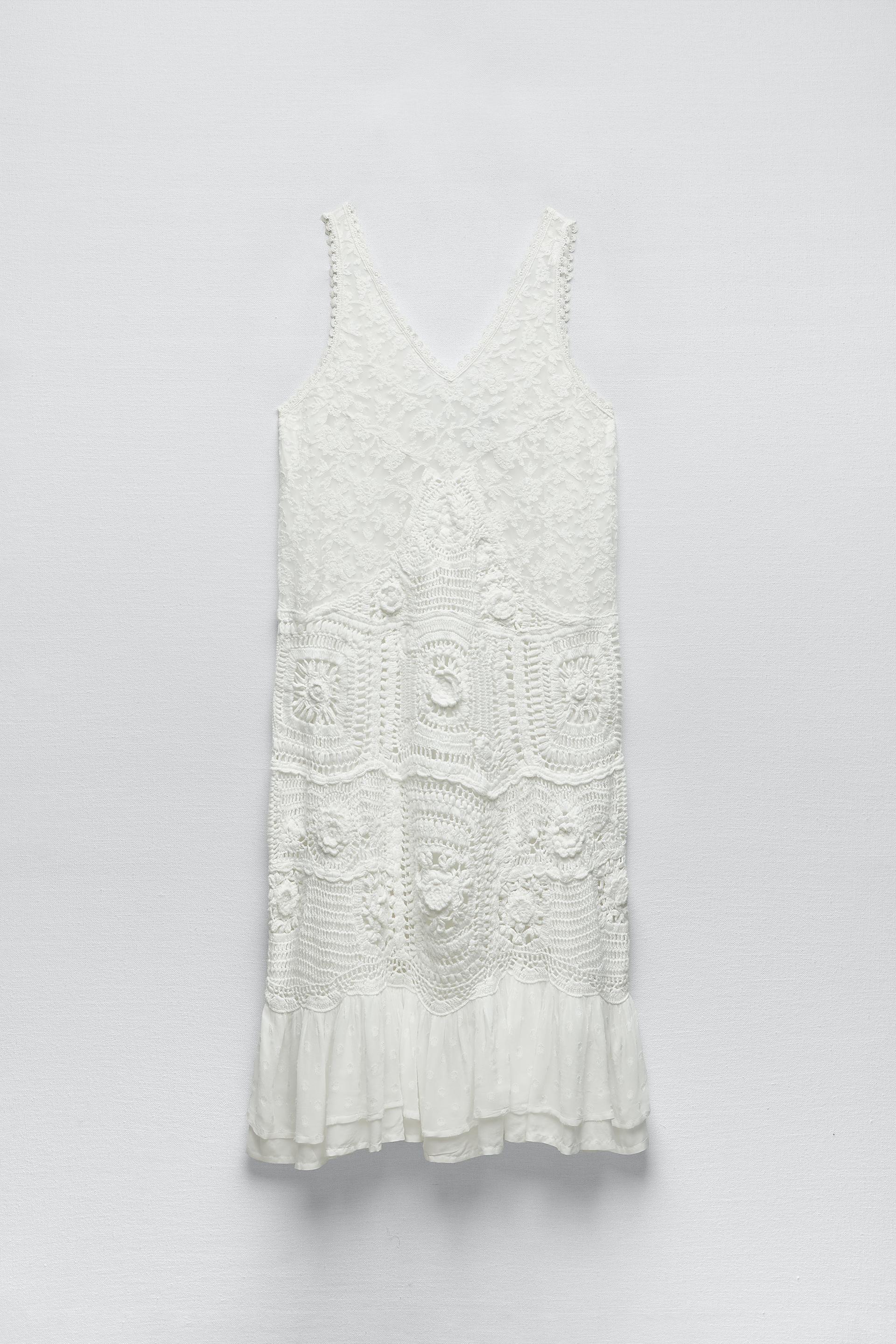 Azura Exchange White Contrast Crochet Lace Henley Top