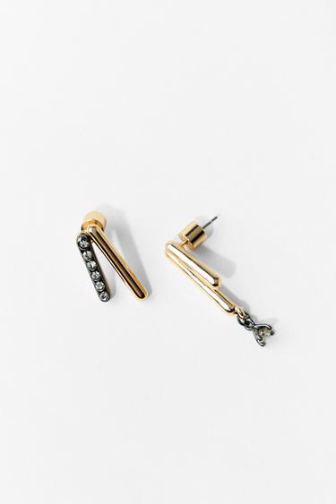 BEJEWELLED METAL EARRINGS - Golden by Zara