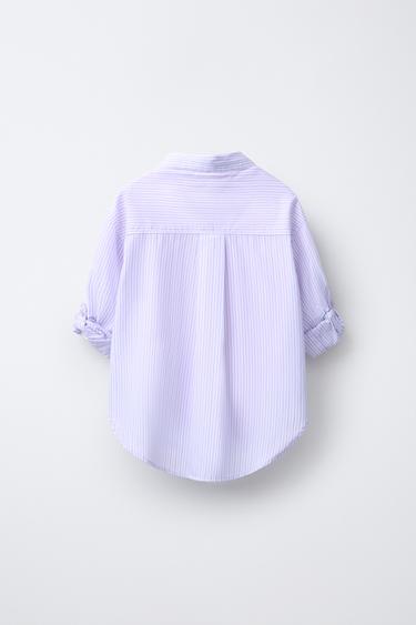 PACK CHEMISE OXFORD RAYÉE AVEC T-SHIRT EN RÉSILLE - Mauve de Zara - Image 2