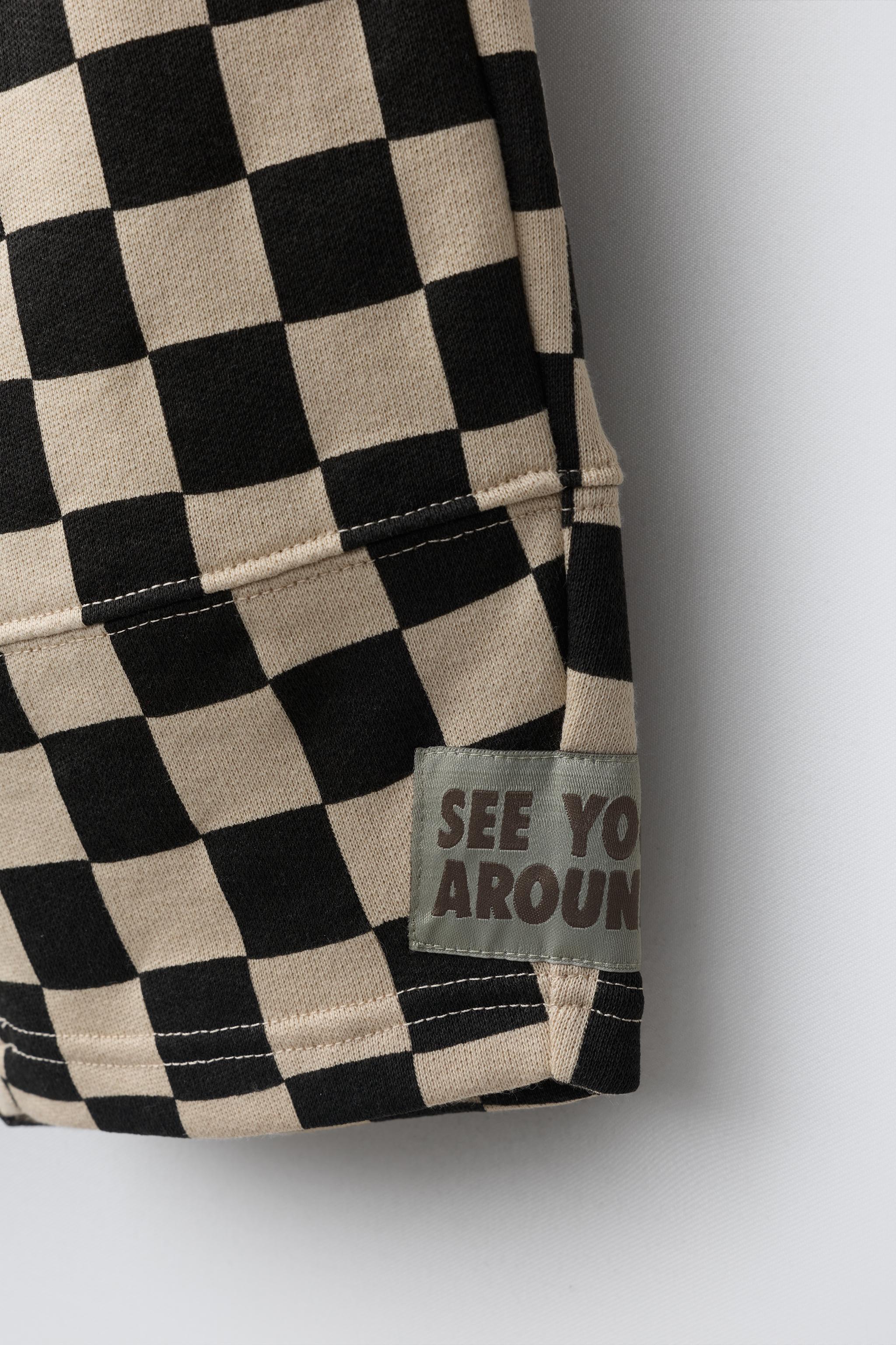 CHECKERBOARD BARREL PANTS