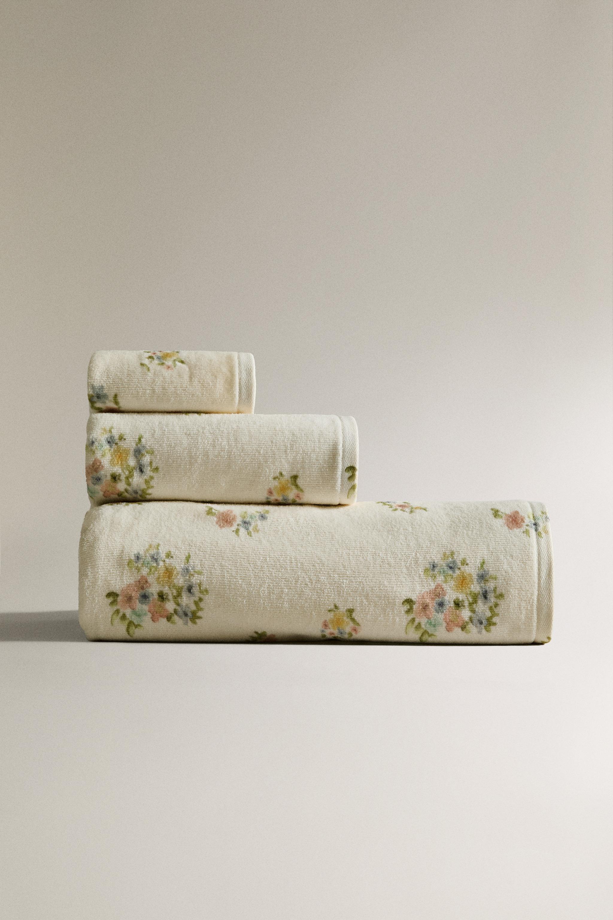 SERVIETTE DE BAIN VELOURS IMPRIMÉ FLEURI