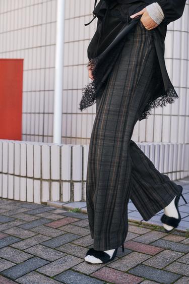 CHECK TROUSERS - Grey / Tan by Zara