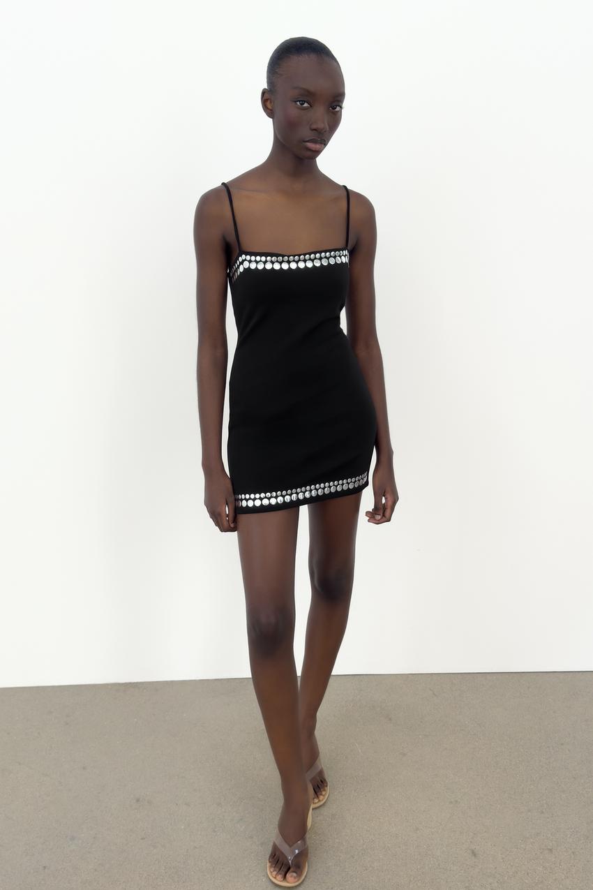 STUDDED MINI DRESS - Black | ZARA United States STUDDED MINI DRESS - Black | ZARA United States