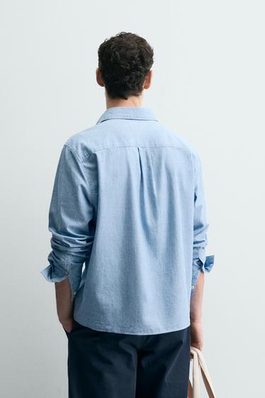 CHEMISE REGULAR FIT CHAMBRAY - Bleu clair de Zara - Image 2
