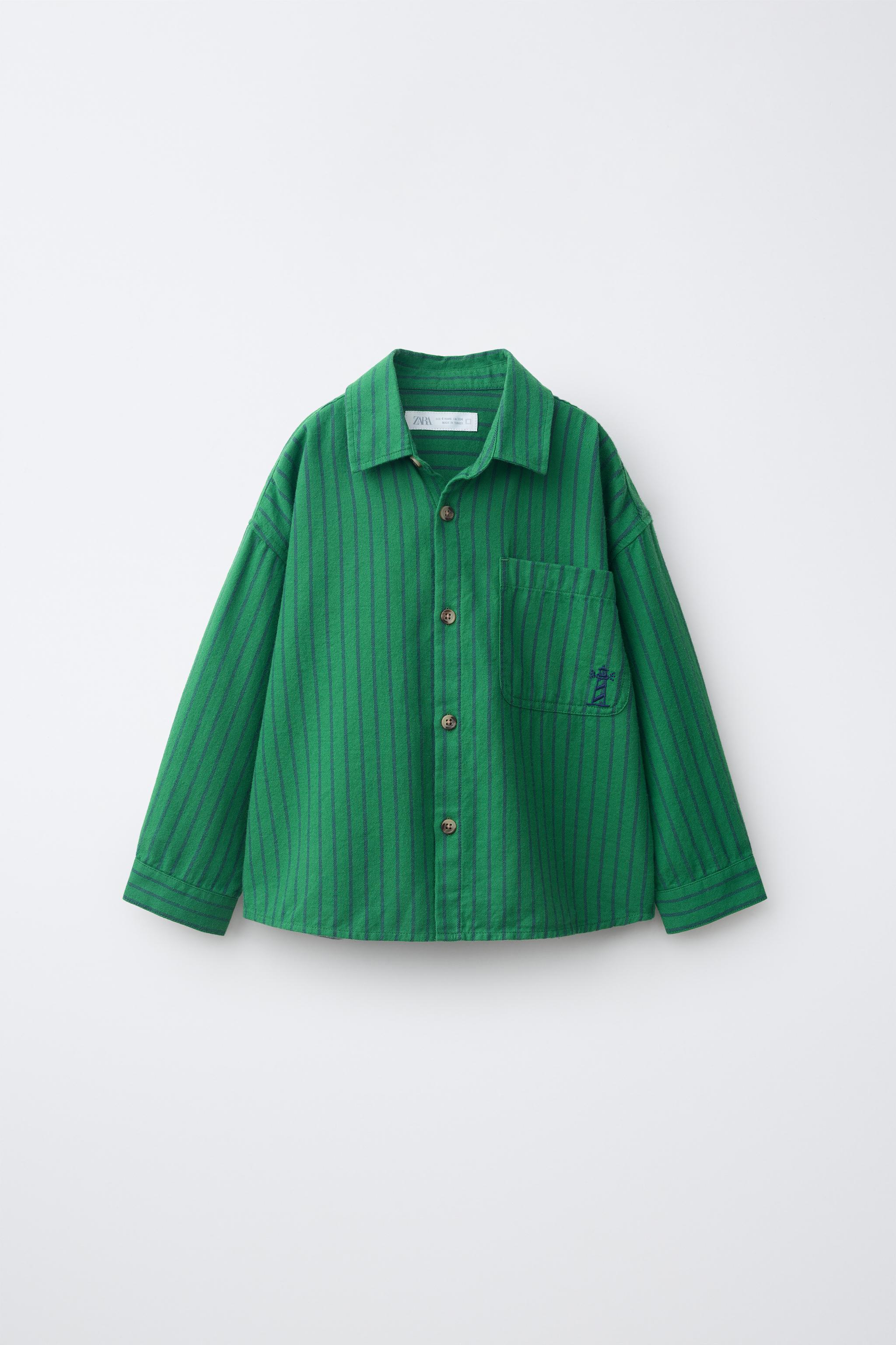 Zara EMBROIDERED STRIPED SHIRT