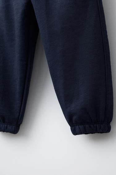 Zara BASIC TEXT JOGGER PANTS - Navy blue
