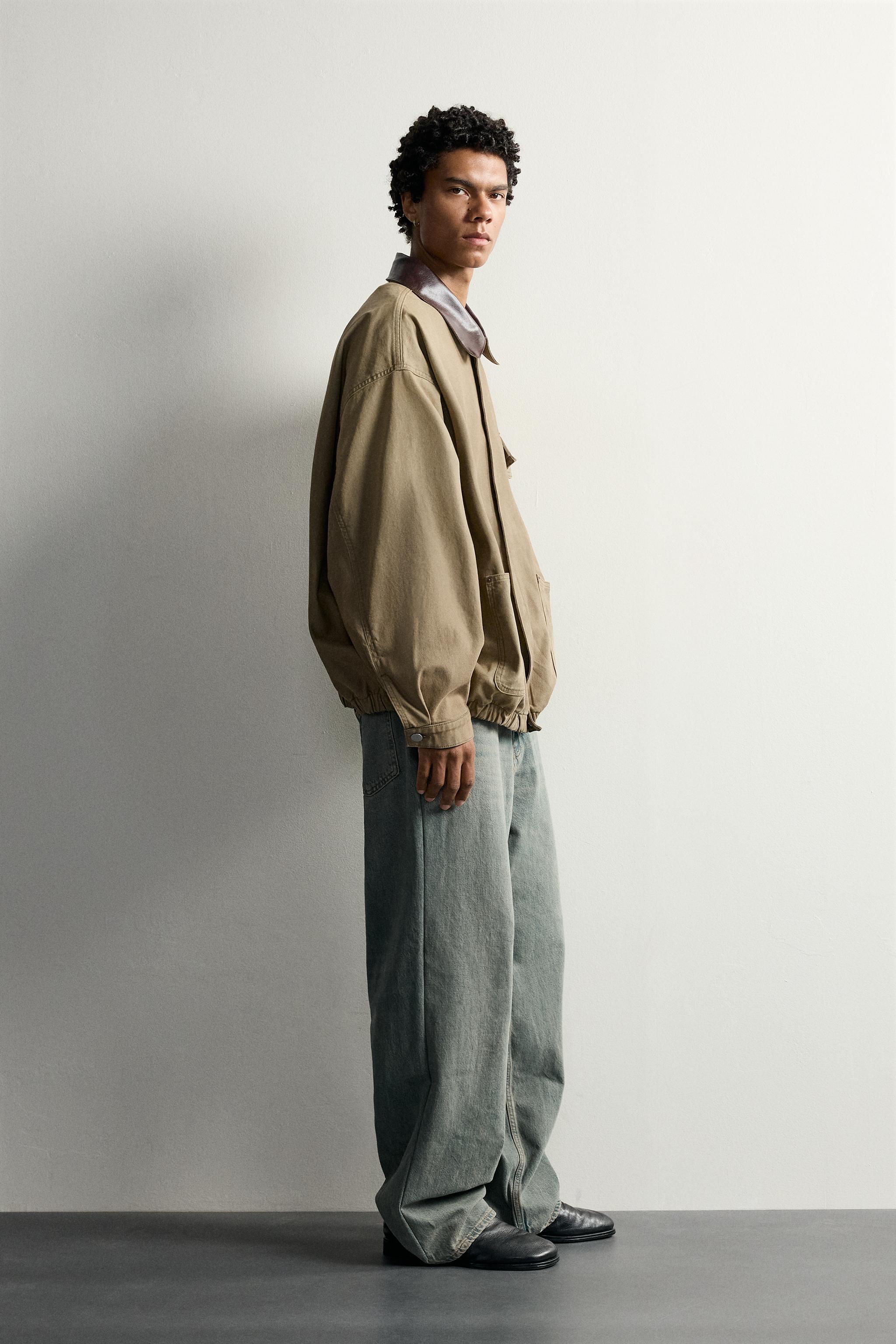 RELAXED FIT CONTRAST COLLAR JACKET