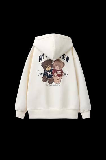 Zara BEAR HOODIE - Ecru