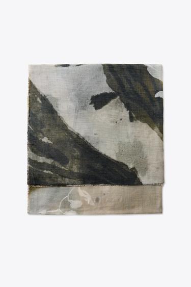 FLORAL PRINT SCARF - Brown / Taupe by Zara