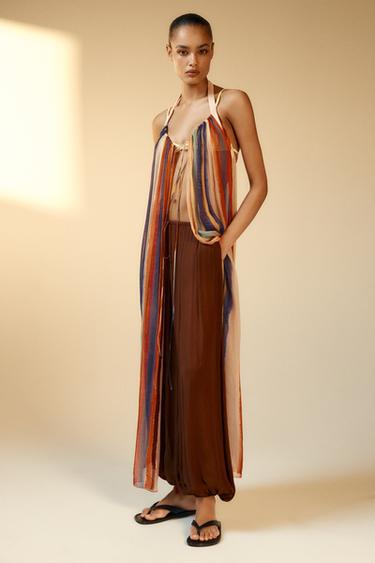 VESTIDO LISTRADO SEMI-TRANSPARENTE - Multicolor da Zara