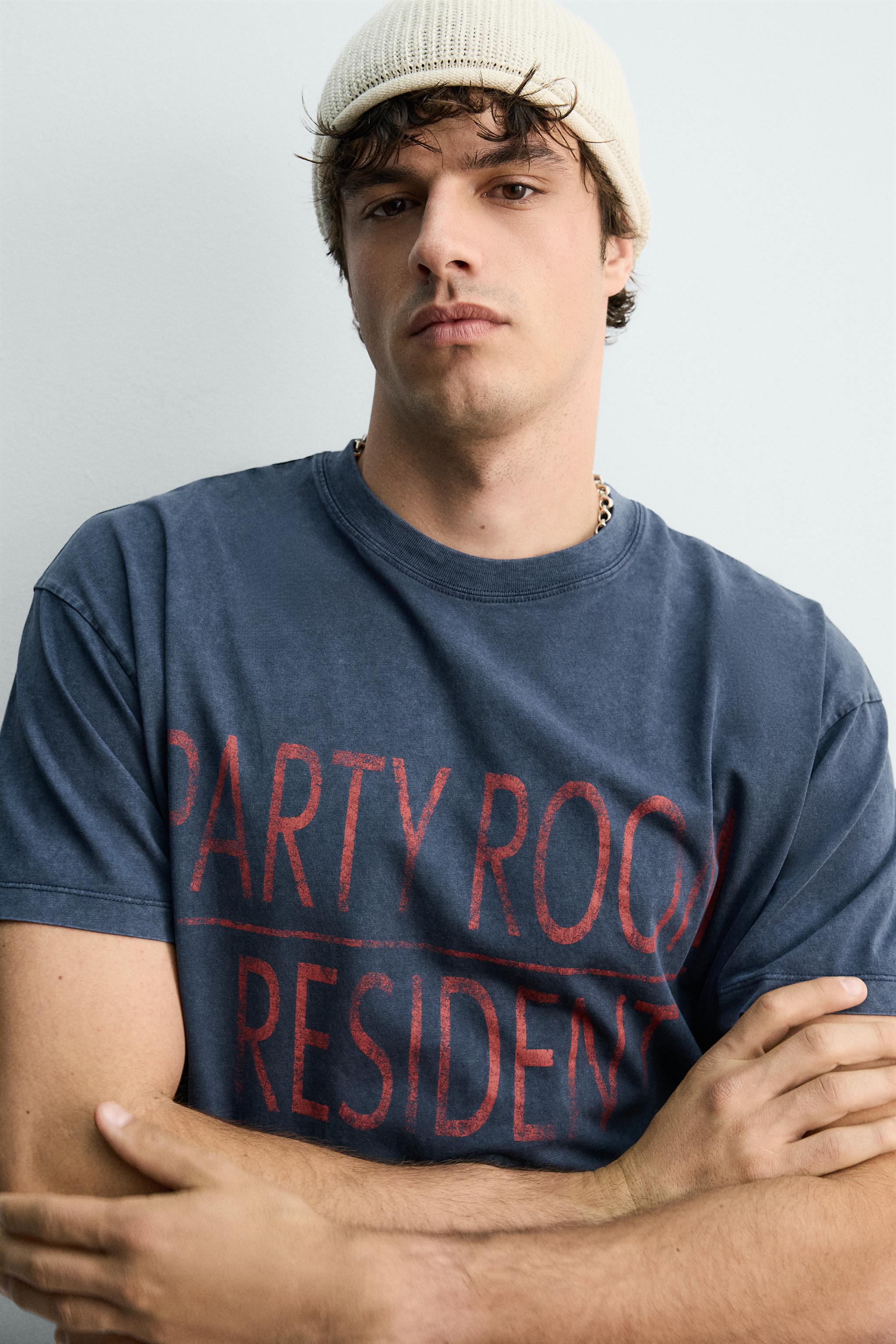 WASHED EFFECT TEXT T-SHIRT