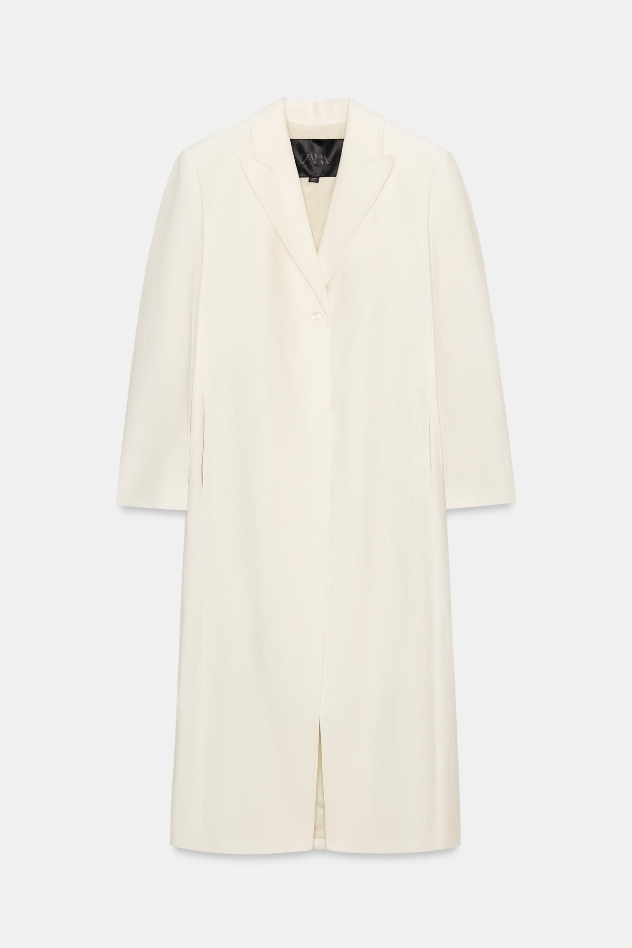 100% LINEN FROCK COAT ZW COLLECTION - White | ZARA Turkey