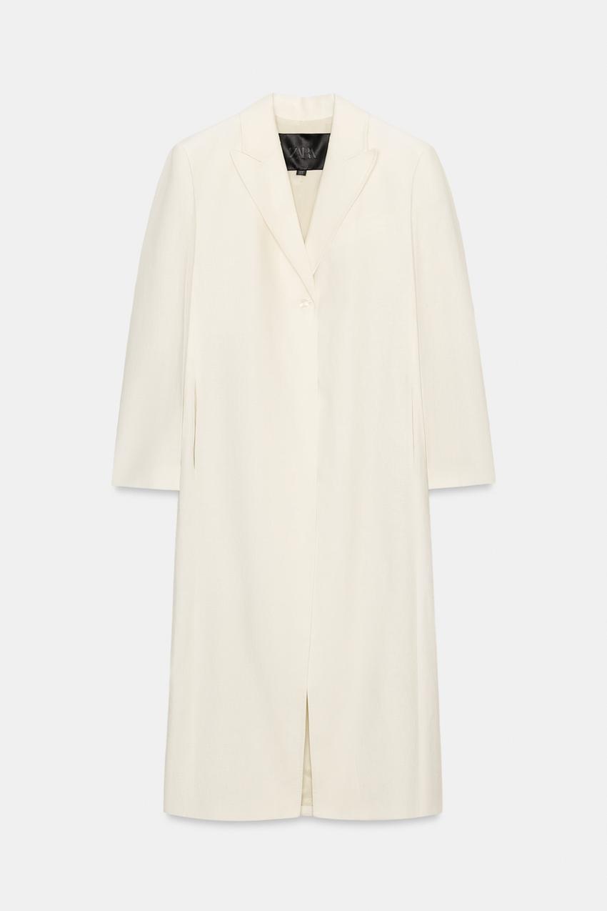 100% LINEN FROCK COAT ZW COLLECTION - White | ZARA India