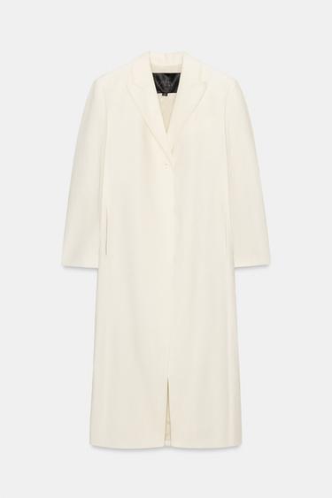 100% LINEN FROCK COAT ZW COLLECTION - White by Zara