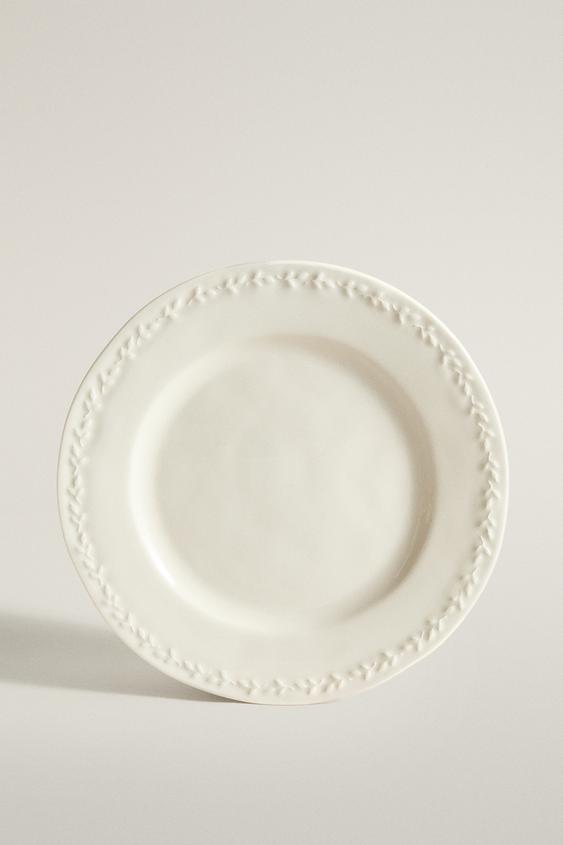 ASSIETTE À DESSERT EN FAÏENCE BORDE RELIEF - Crème de Zara - Image 0