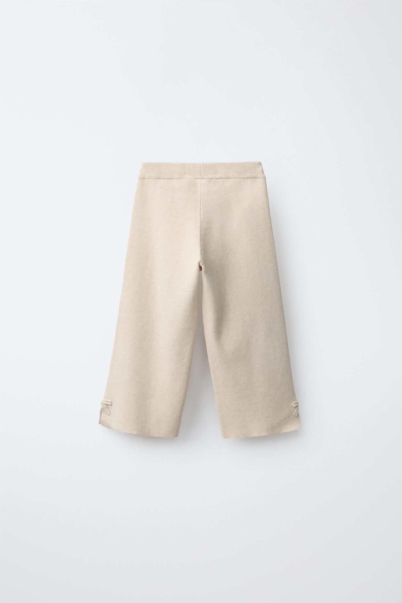 BOW KNIT CULOTTES — Light beige