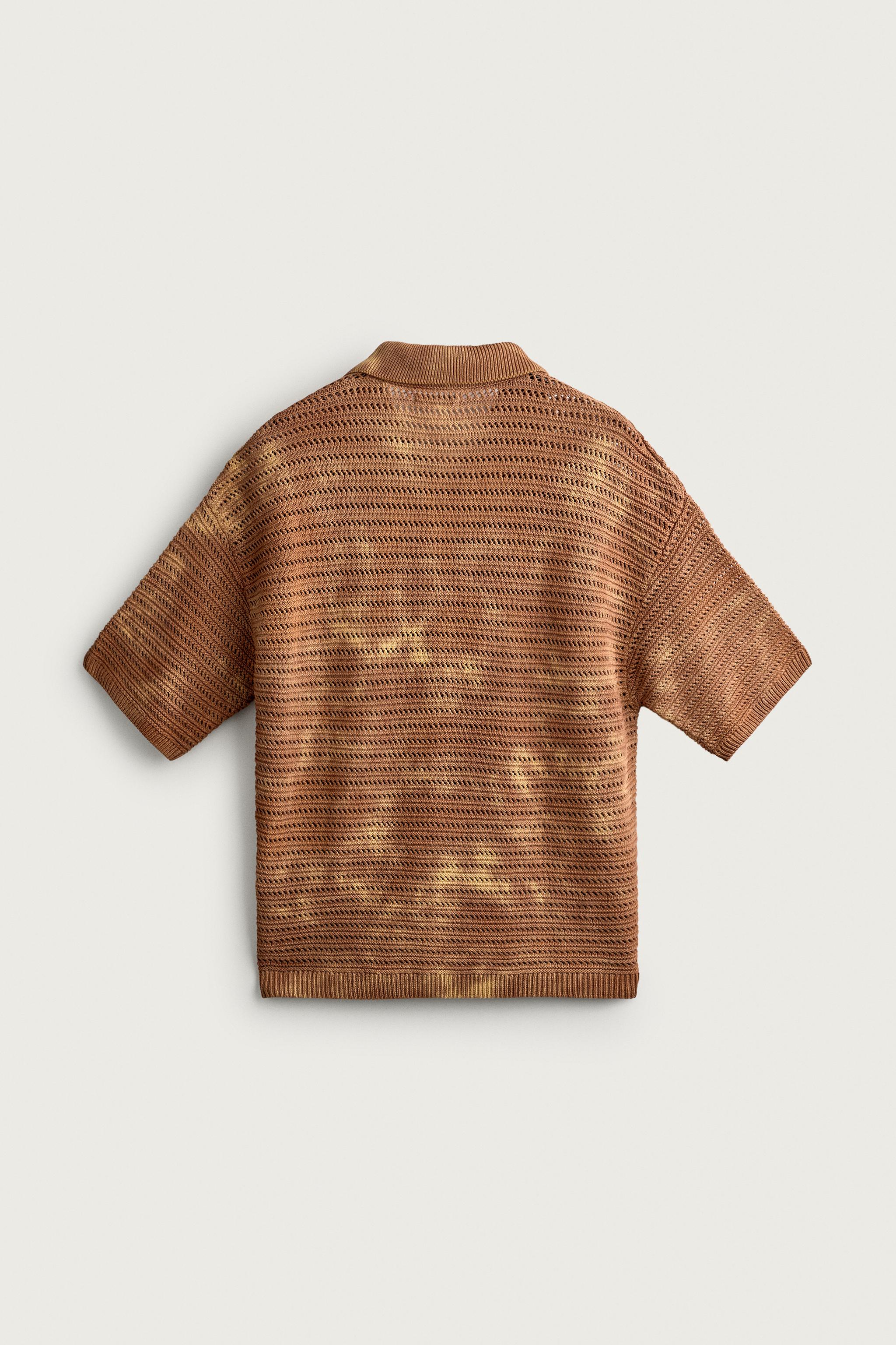 Мужские рубашки Zara WASHED EFFECT RELAXED FIT KNIT SHIRT — фото 8