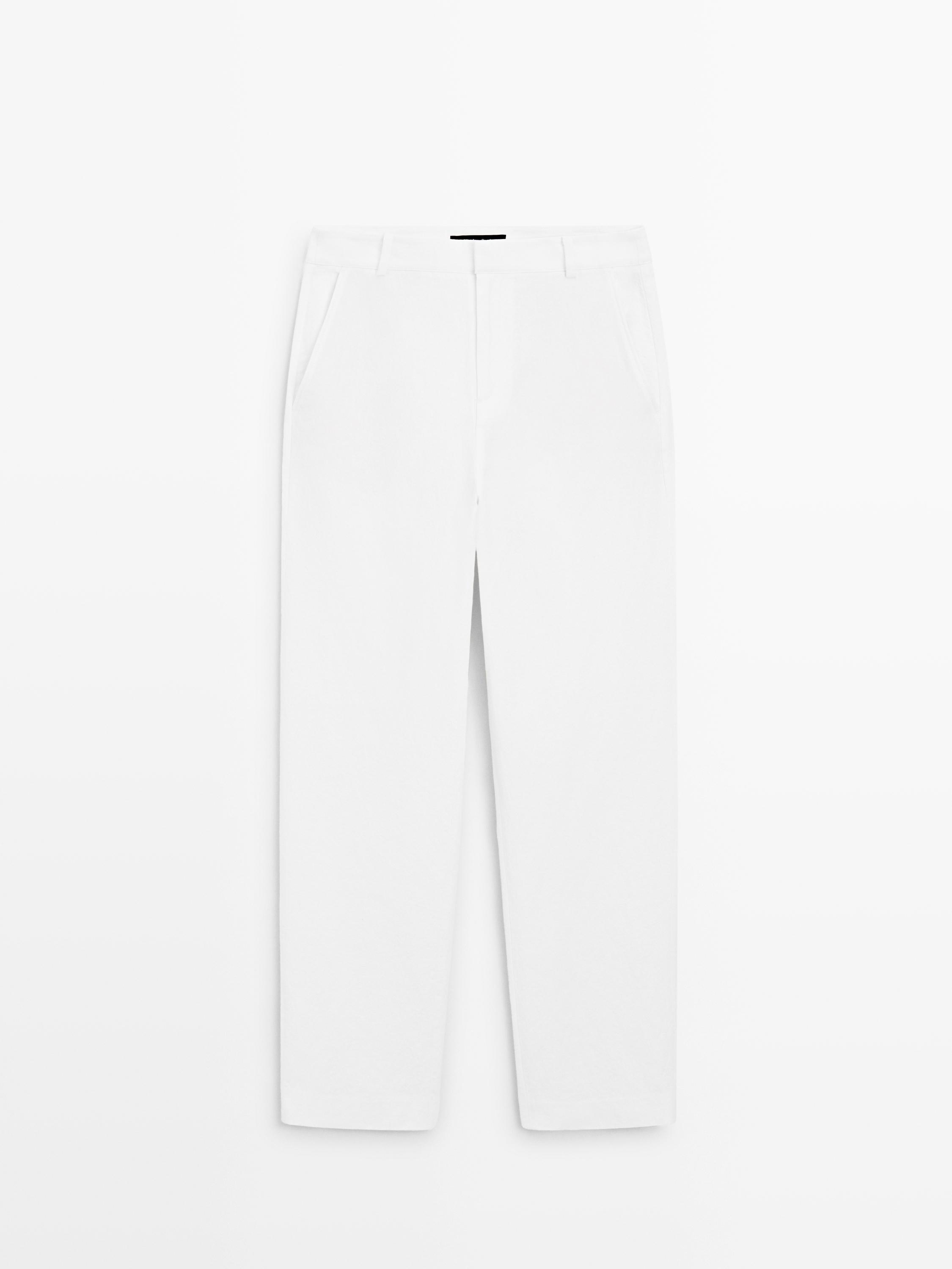 Slim fit linen blend trousers
