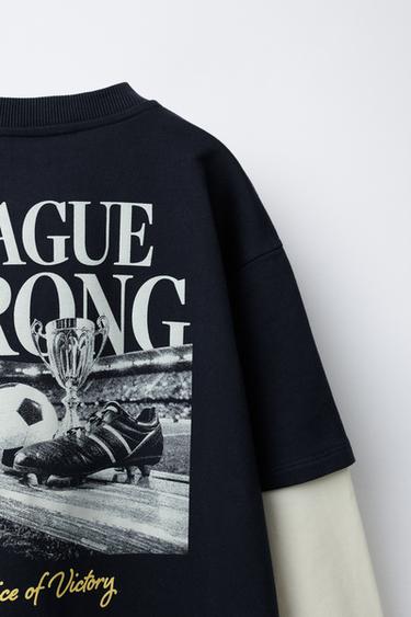 T-SHIRT DOUBLE MANCHE FOOTBALL - Bleu marine de Zara - Image 3