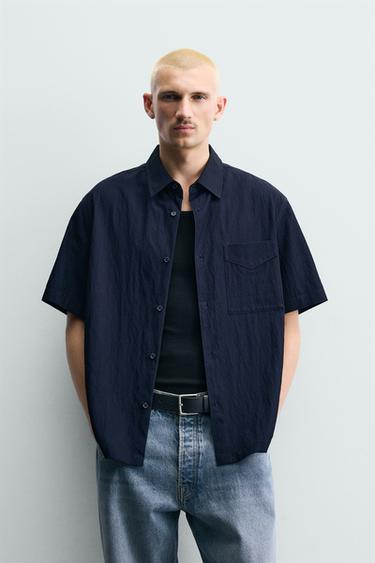 RELAXED FIT FLOWING SHIRT - Blue by Zara