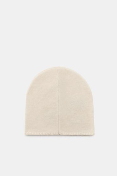 EMBROIDERED KNITTED BEANIE HAT - Ecru by Zara - Image 3