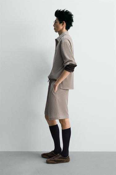 EMBOSSED RELAXED FIT BERMUDA SHORTS - Light grey by Zara