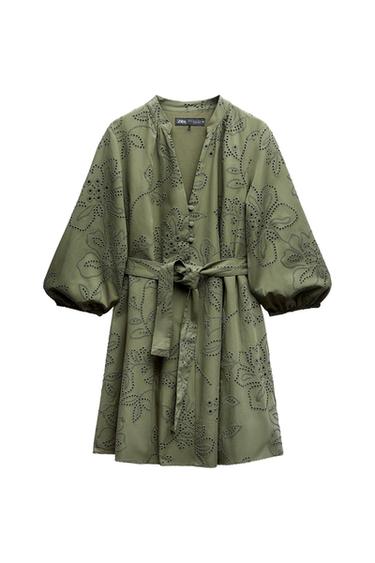 RUBBERIZED OPENWORK EMBROIDERY DRESS