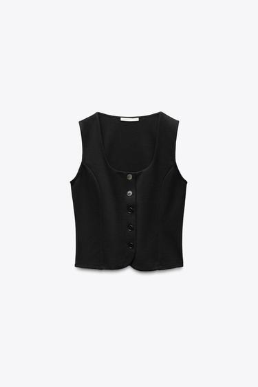 INTERLOCK VEST TOP - Black by Zara - Image 4