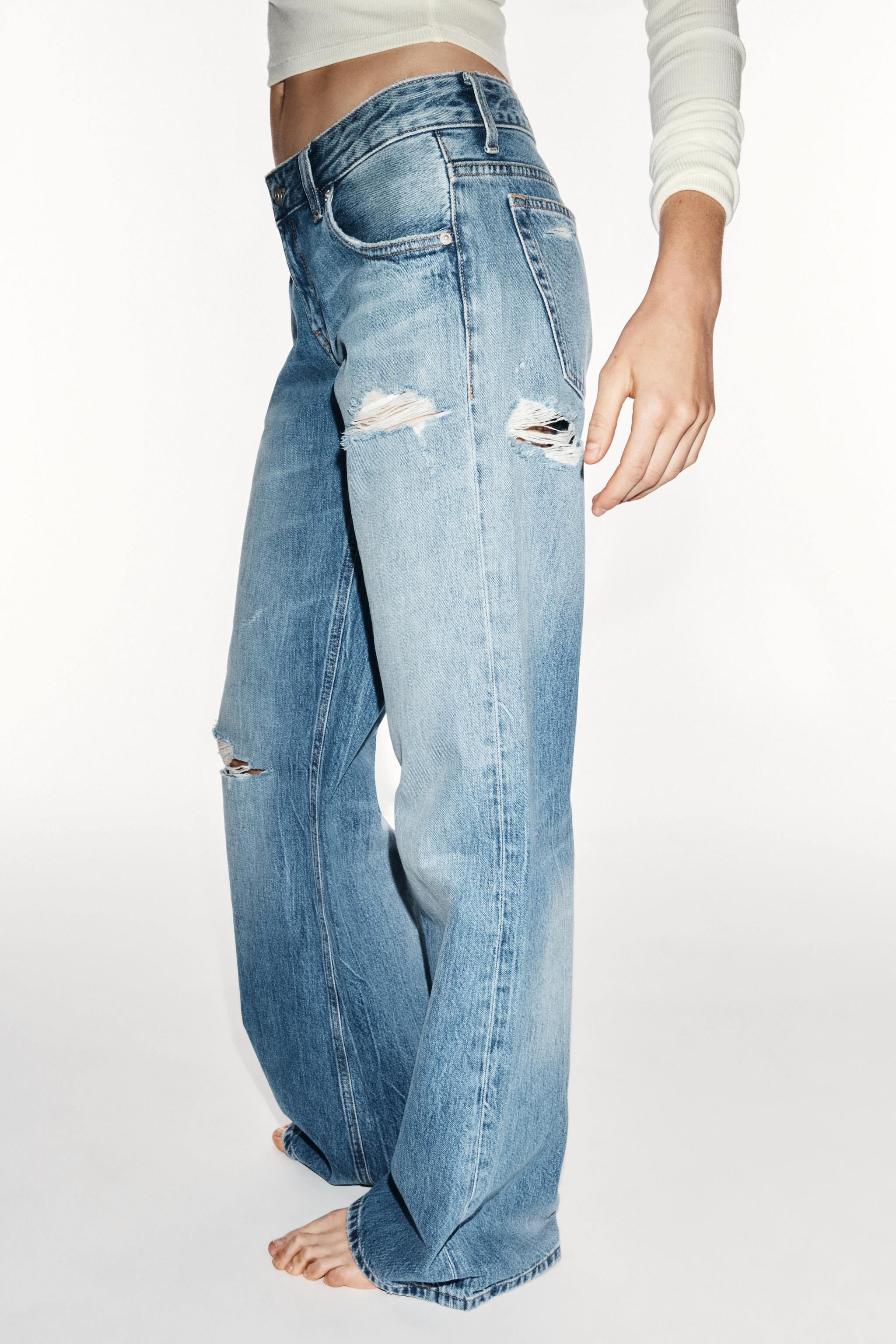 JEAN TRF WIDE LEG FLARE TAILLE BASSE DÉCHIRÉ