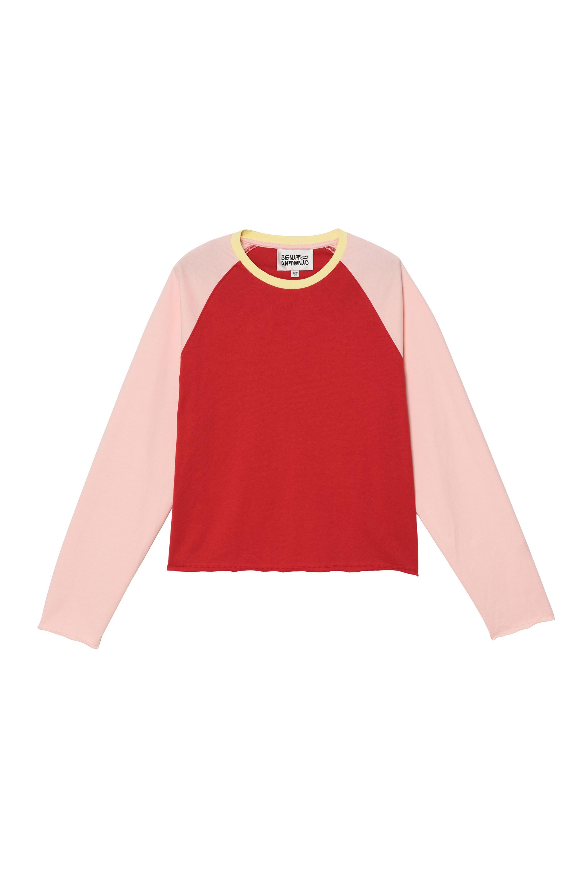 CROPPED COLOR BLOCK T-SHIRT — Pinks