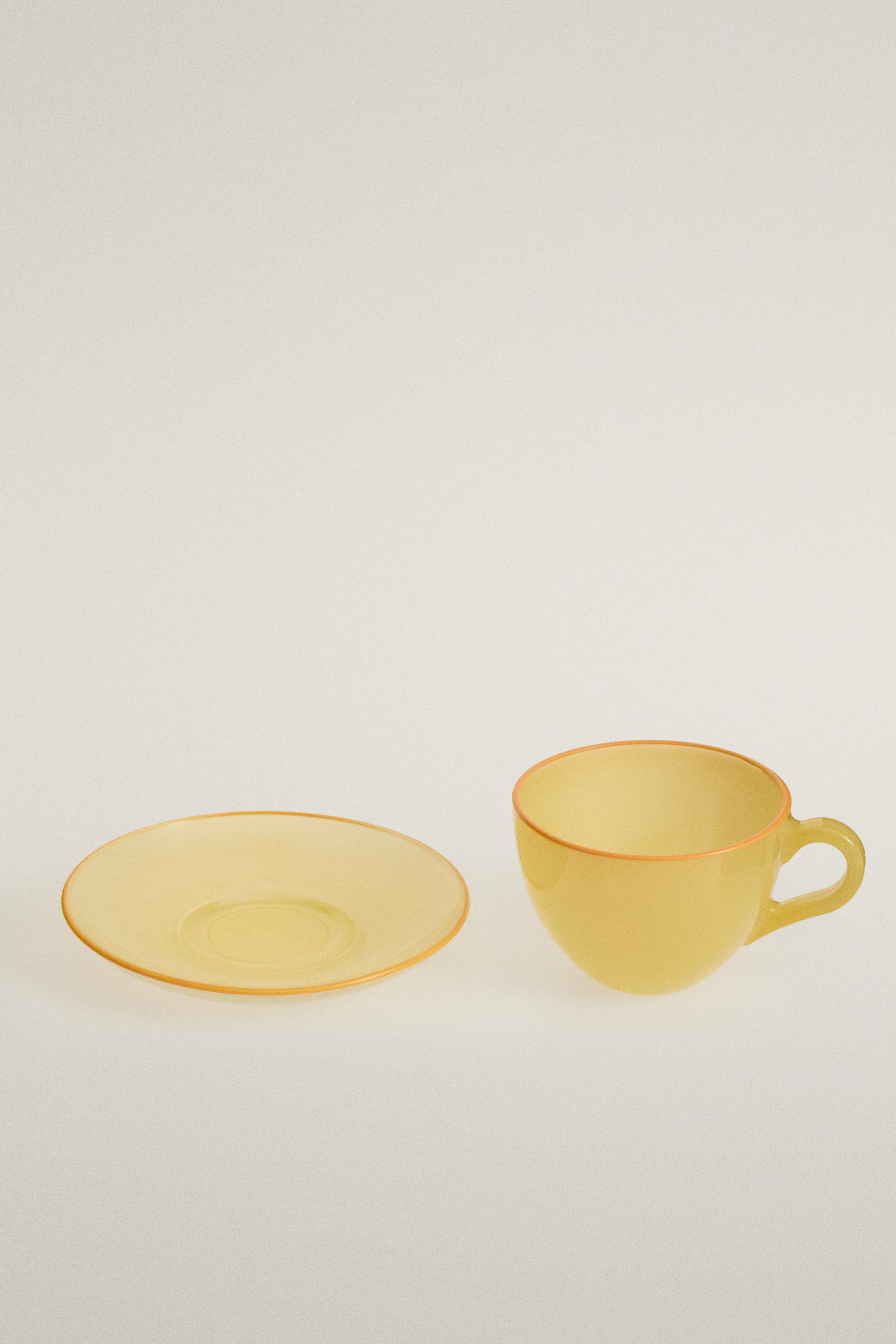 TASSE À CAFÉ AVEC SOUCOUPE EN VERRE