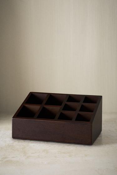SMALL WOODEN MAKEUP ORGANISER BOX - Light beige by Zara