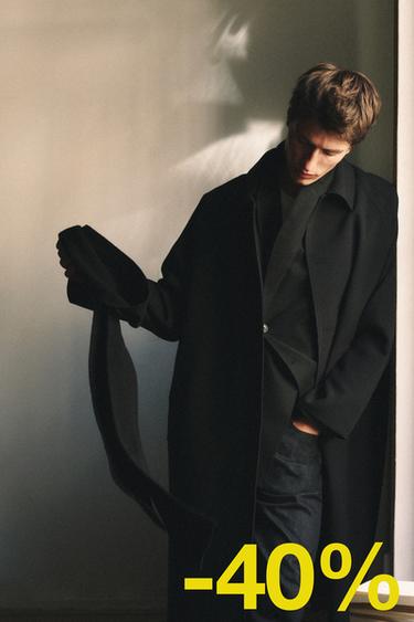 OVERSIZE WOOL BLEND TRENCH COAT - Black by Zara