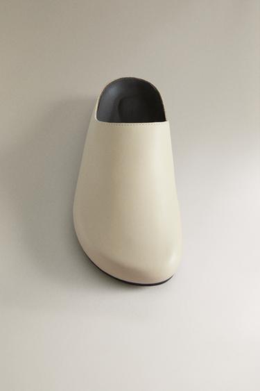 MINIMALIST LEATHER CLOGS - White by Zara - Image 4
