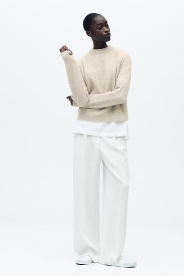 WOOL AND ALPACA JUMPER - Ecru by Zara