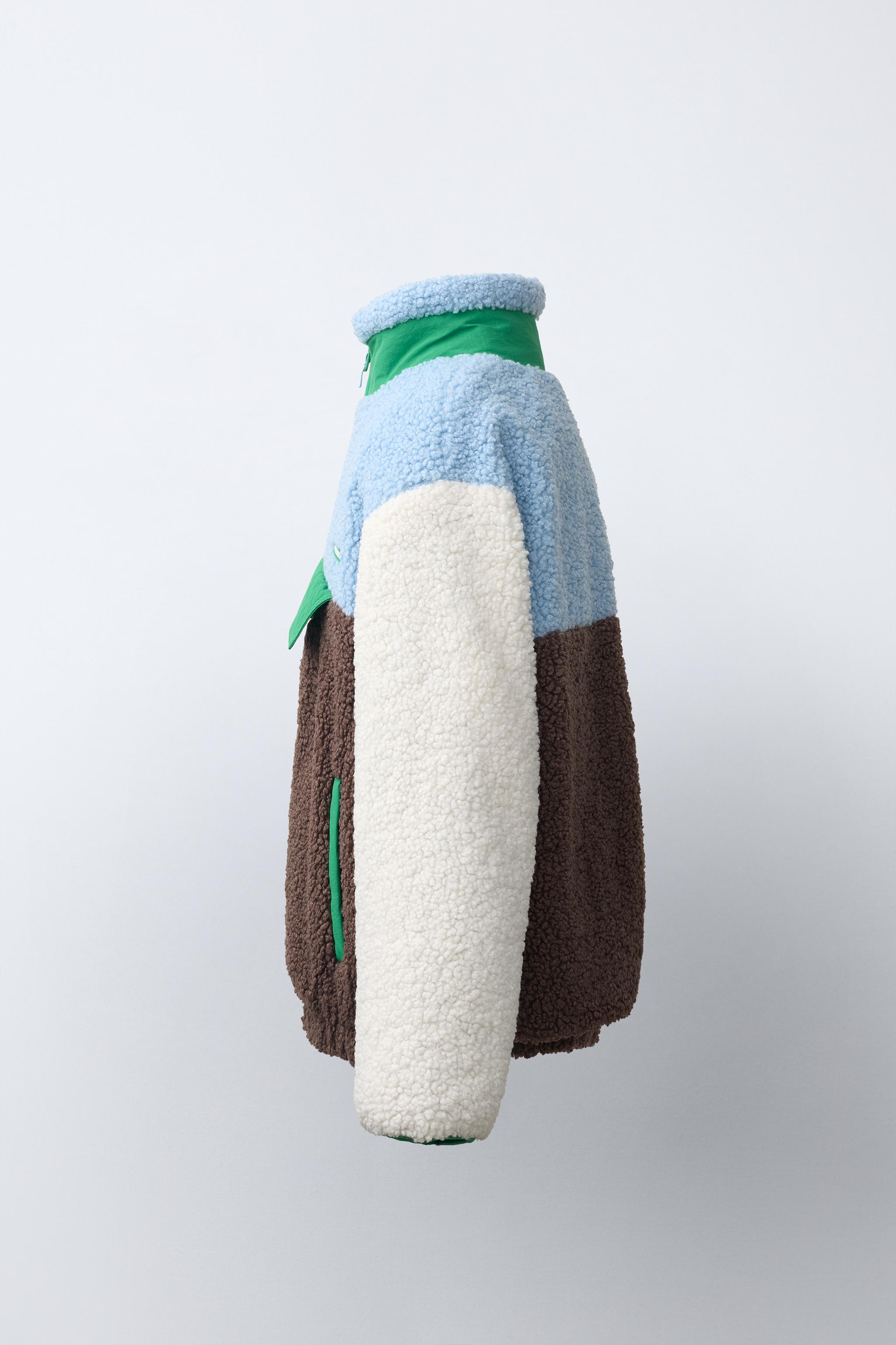 BLOUSON KANGOUROU DAIM COULEUR BLOCK